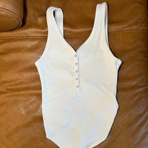 Abercrombie Seamless Ribbed Henley Tank Bodysuit - Size S - White